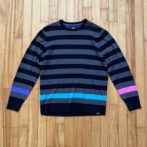 Quiksilver Striped Crew Neck Long Sleeve Sweater Men's Size L G